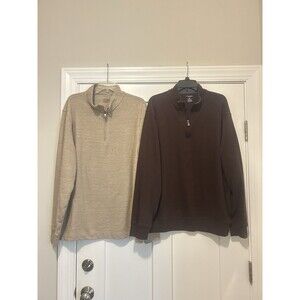 Lot Of 2 Van Heusen Sweater Men’s XL Multi Classic Fit Tuck Long Sleeve 1/4 Zip